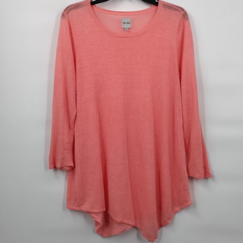 Nic + Zoe Asymmetrical hem lightweight sweater